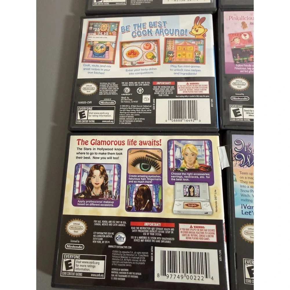 Nintendo DS Game Lot 7 Barbie Dora Hello Kitty Nancy Drew Silverlicious Manuals